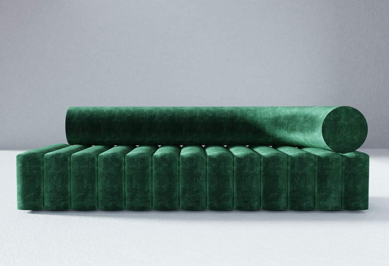 Furniture_Seating_Sofa_Fluted_Velvet_Green