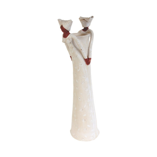 2LADY TALL VASE: WHITE ON WHITE