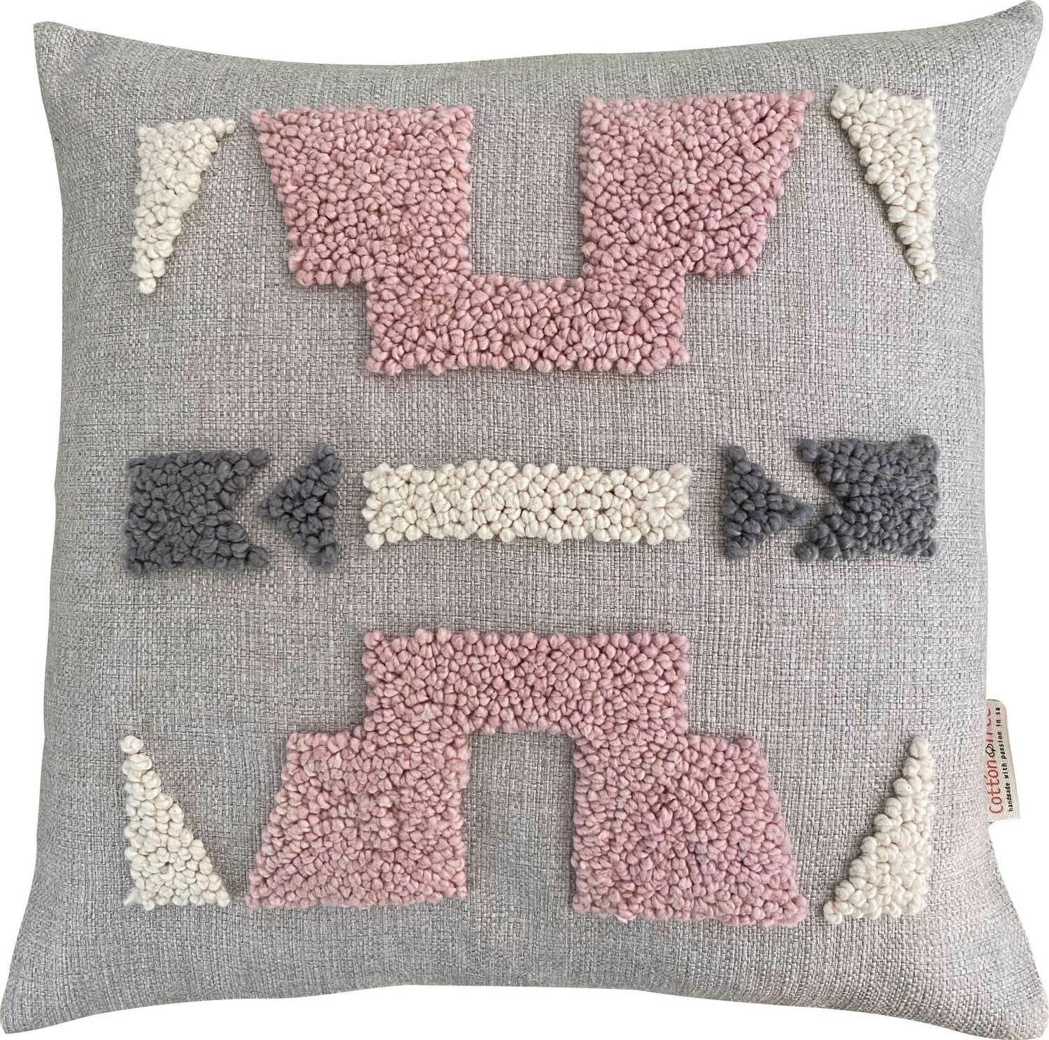 Scatter_Cushion_Punchneedle_African_Ndebele_Natural_Charcoal_Pink