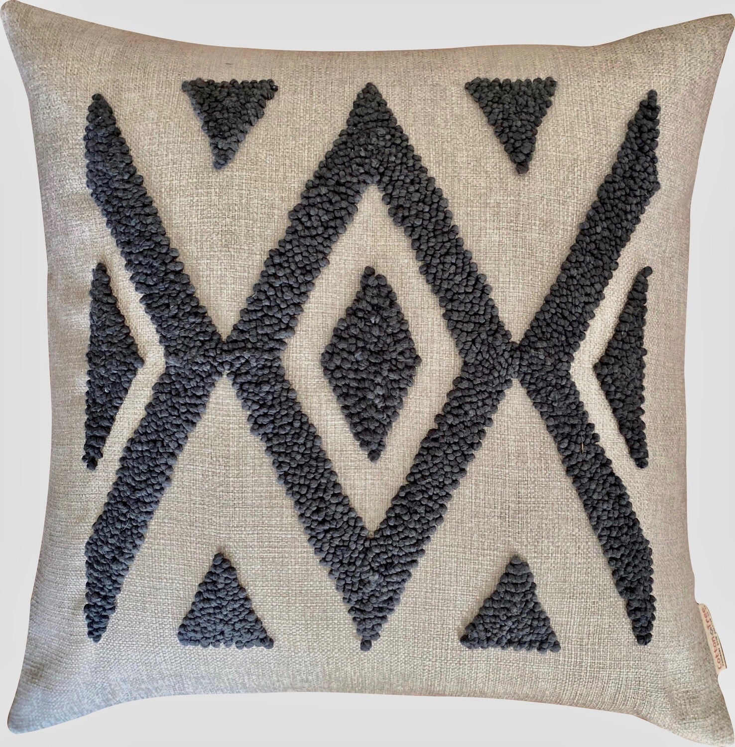 Scatter_Cushion_Punchneedle_African_Ndebele_Natural_Charcoal