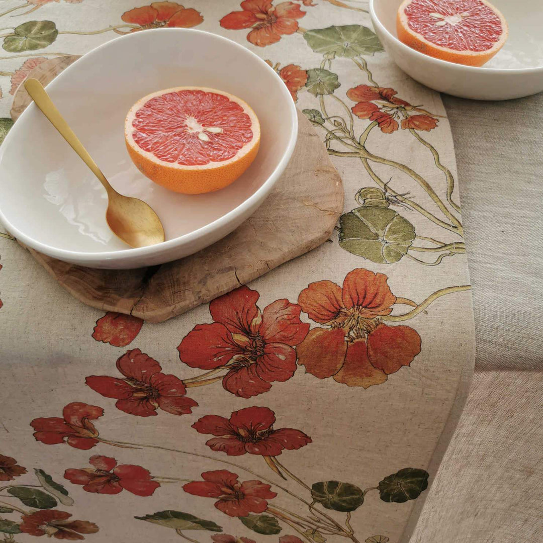 TableLinen_TableRunners_Hemp_Print_Nasturtium