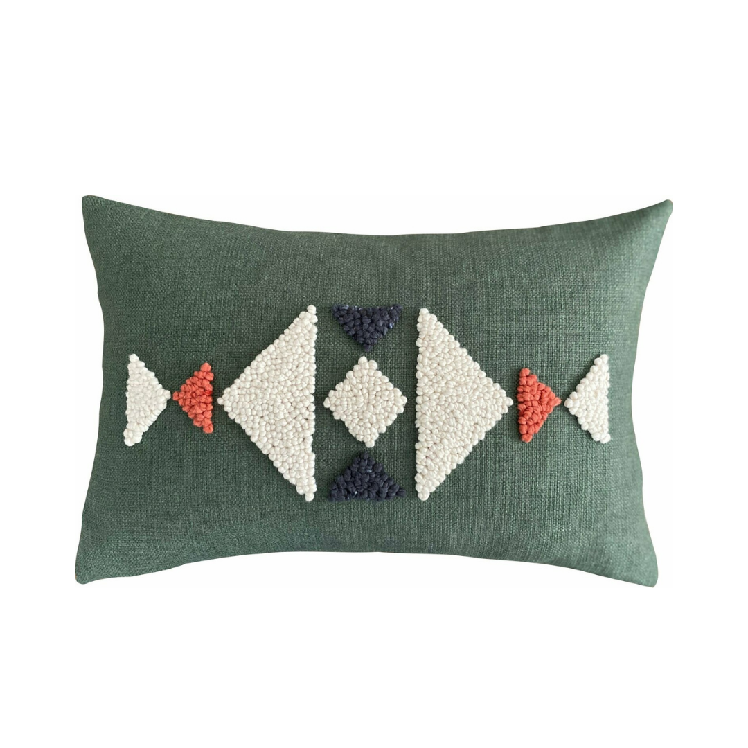Scatter_Cushion_Punchneedle_Appilque_Scandi_African_Charcoal_Green__Rust