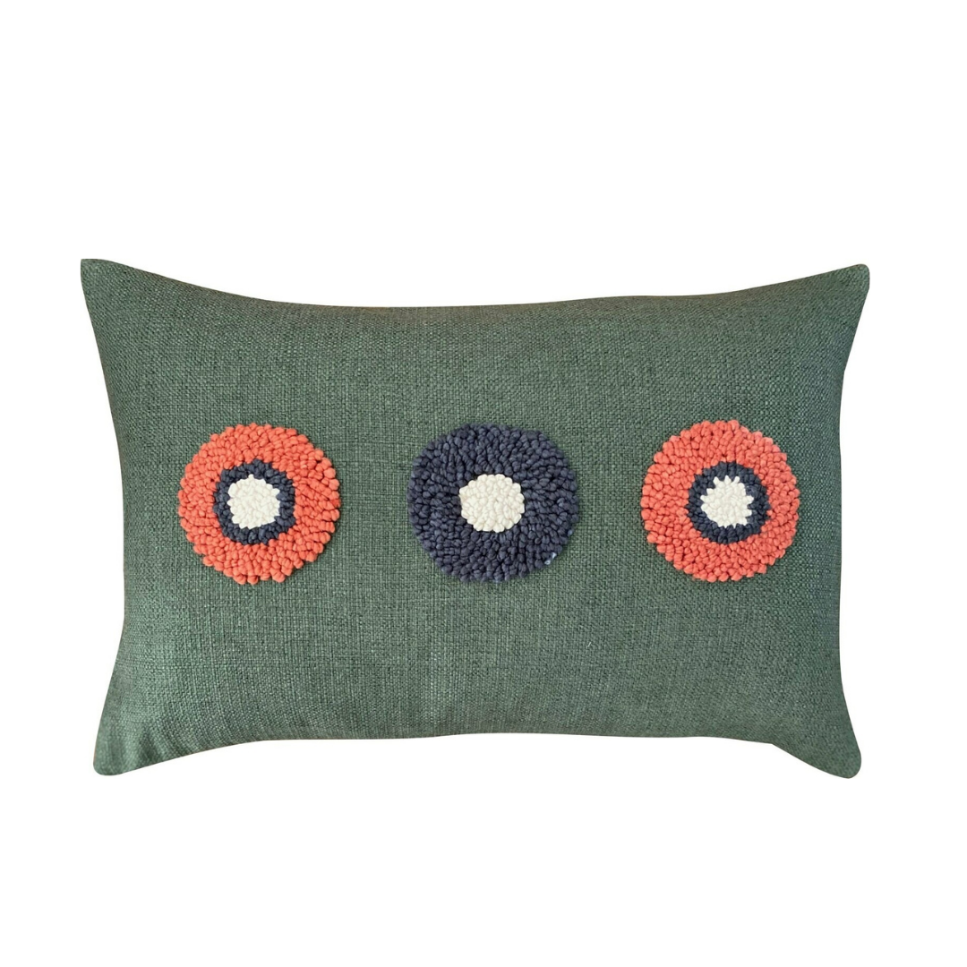 Scatter_Cushion_Punchneedle_Appilque_Scandi_African_Charcoal_Green__Rust_Linen